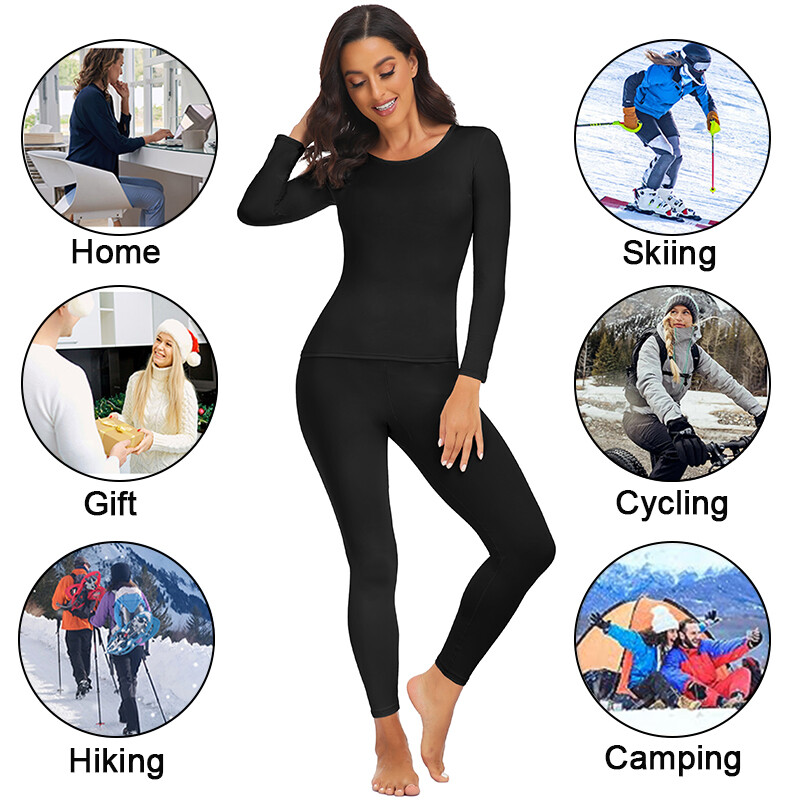 Women Thermal Underwear Long Johns Top Bottom Set Pants Base Layer Winter Warm