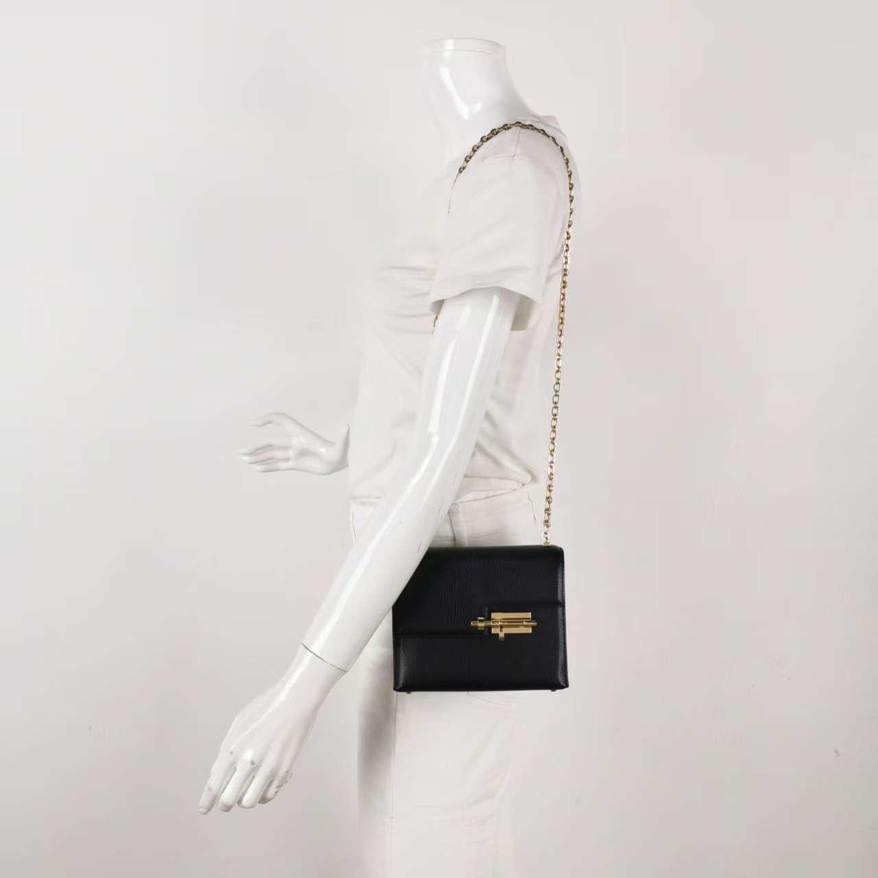 Hermes Verrou Mini 17 Chevre Mysore Black 89 Noir Permabrass Gold Hardware Auth