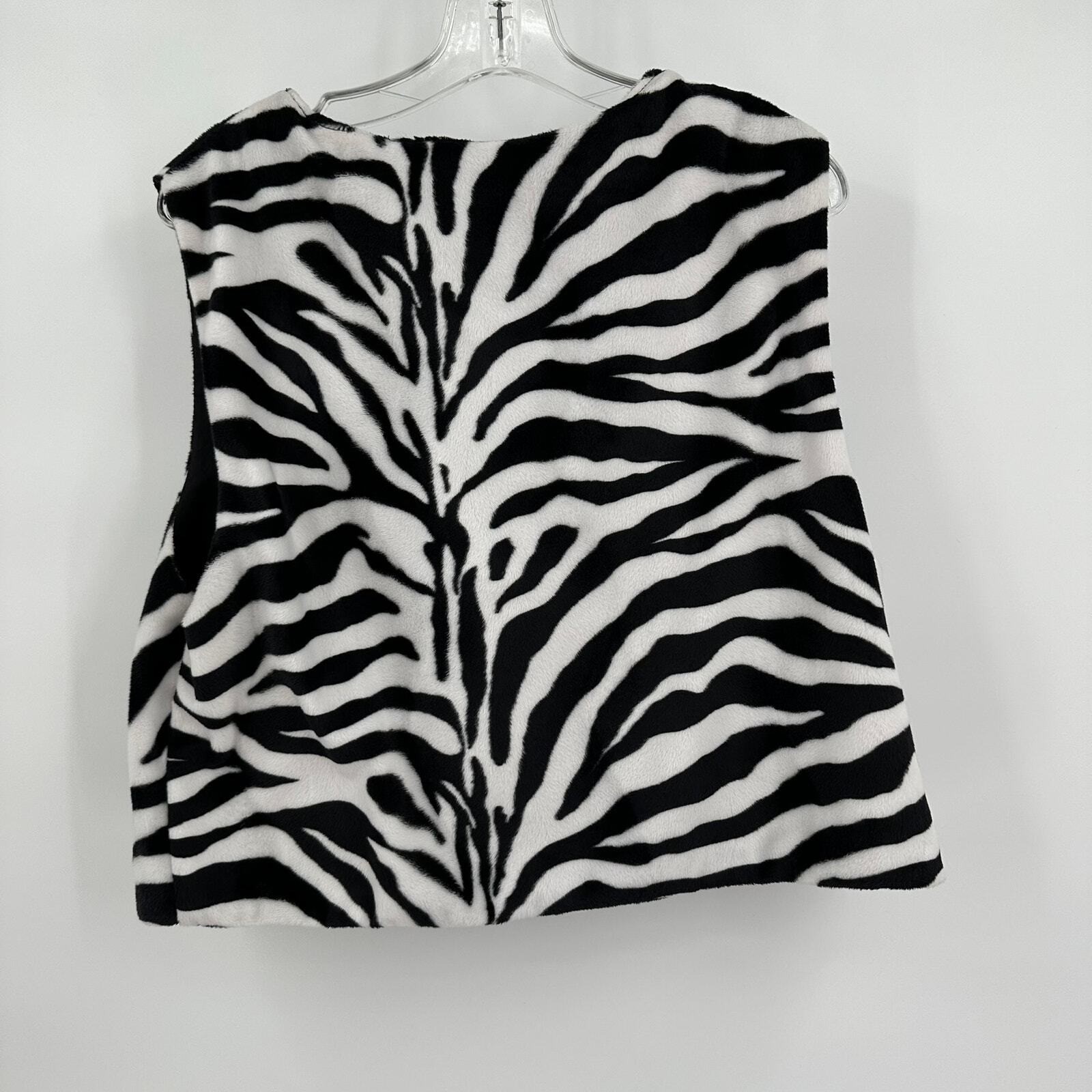 Womens Maximalist Zebra Print Vest Size XL Eclectic Indie Safari Bold Whimsical