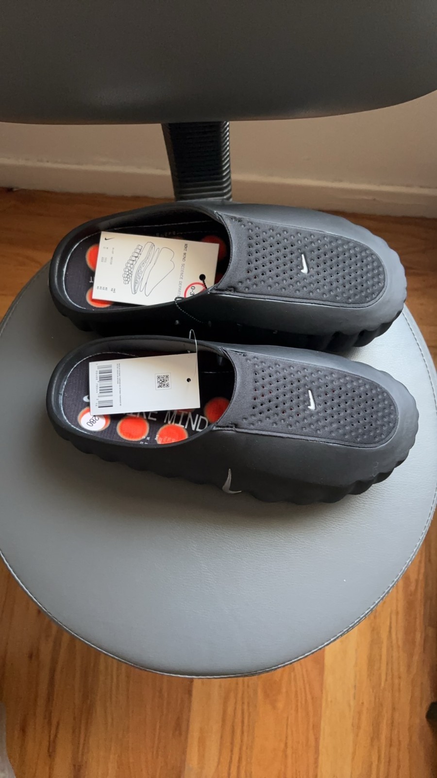 Nike Mind 001 Black/Chrome Slides (Size 7-12) New With Box *Run Small*