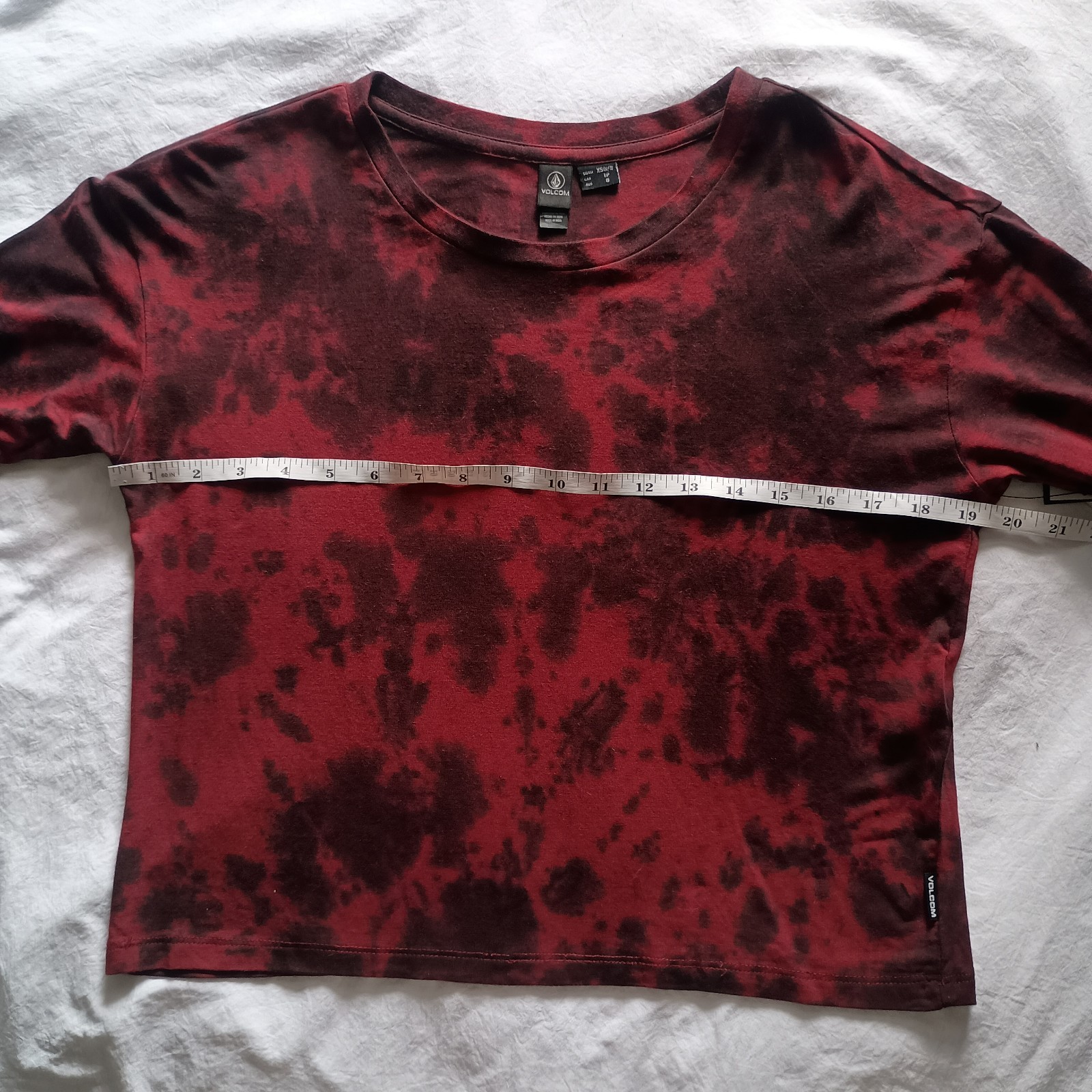 Volcom Be Easy Babe Tie-Dye Long Sleeve Top Red/Black NWT Y2K