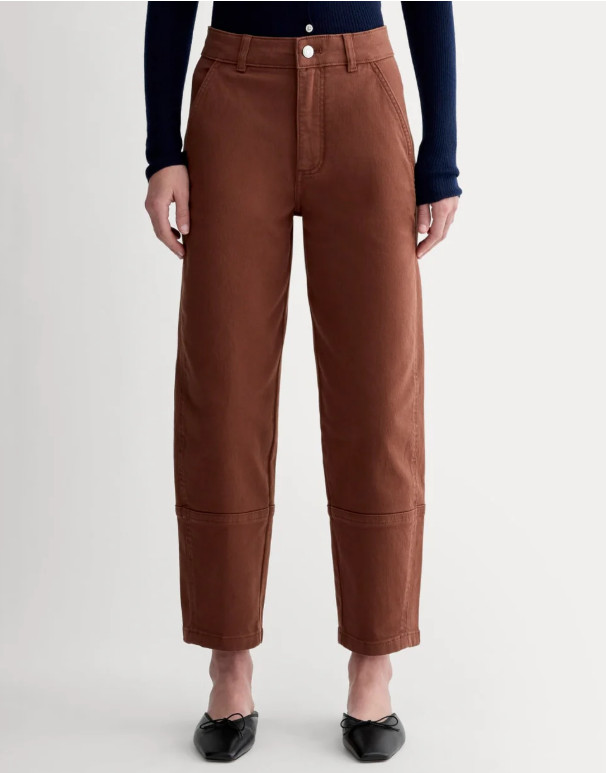 Everlane The Utility Barrel Pants Womens sz 4 Denim Jeans Rosewood Brown Organic