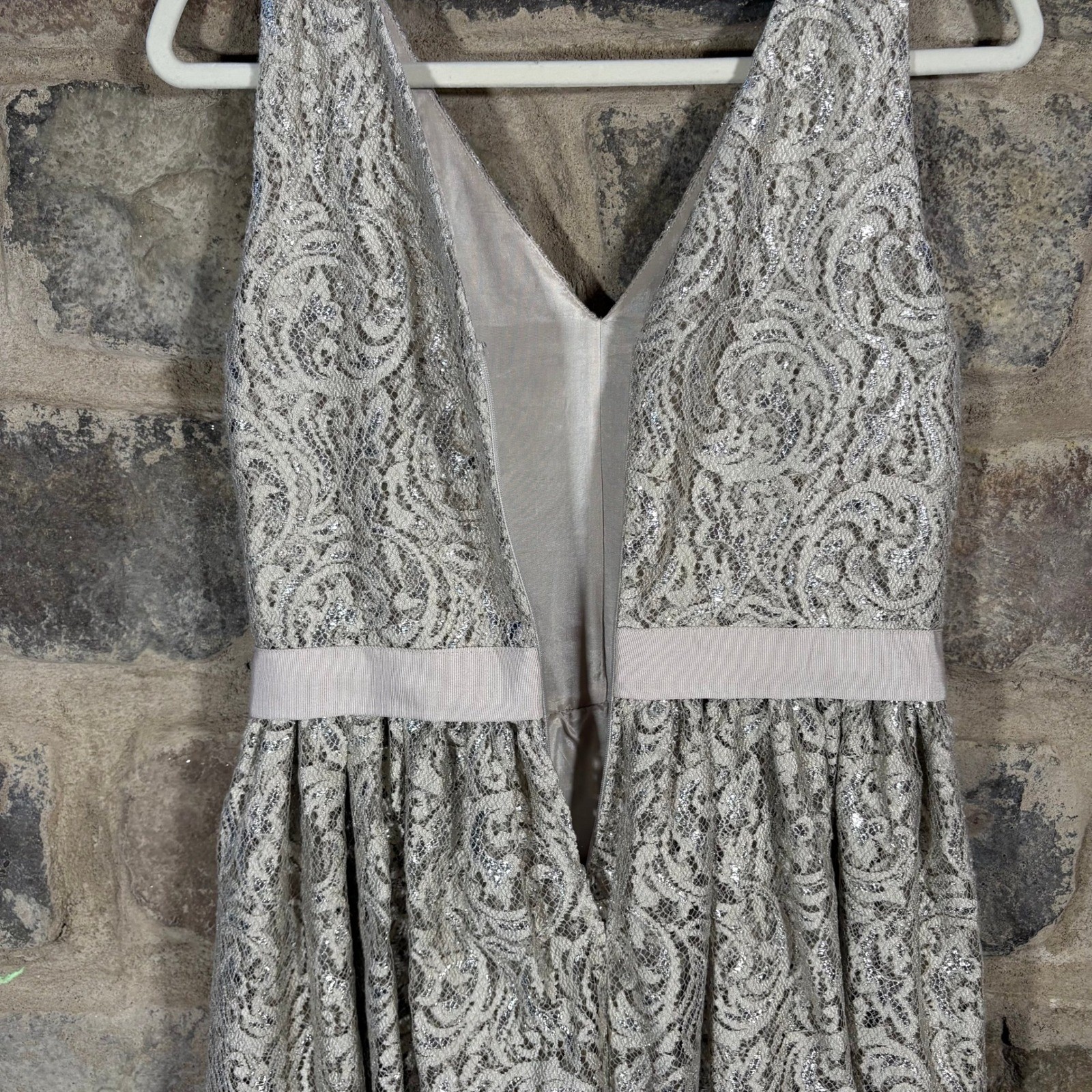 Robert Rodriguez Dress Size 10 Sleeveless Lace Metallic Party Cocktail Formal