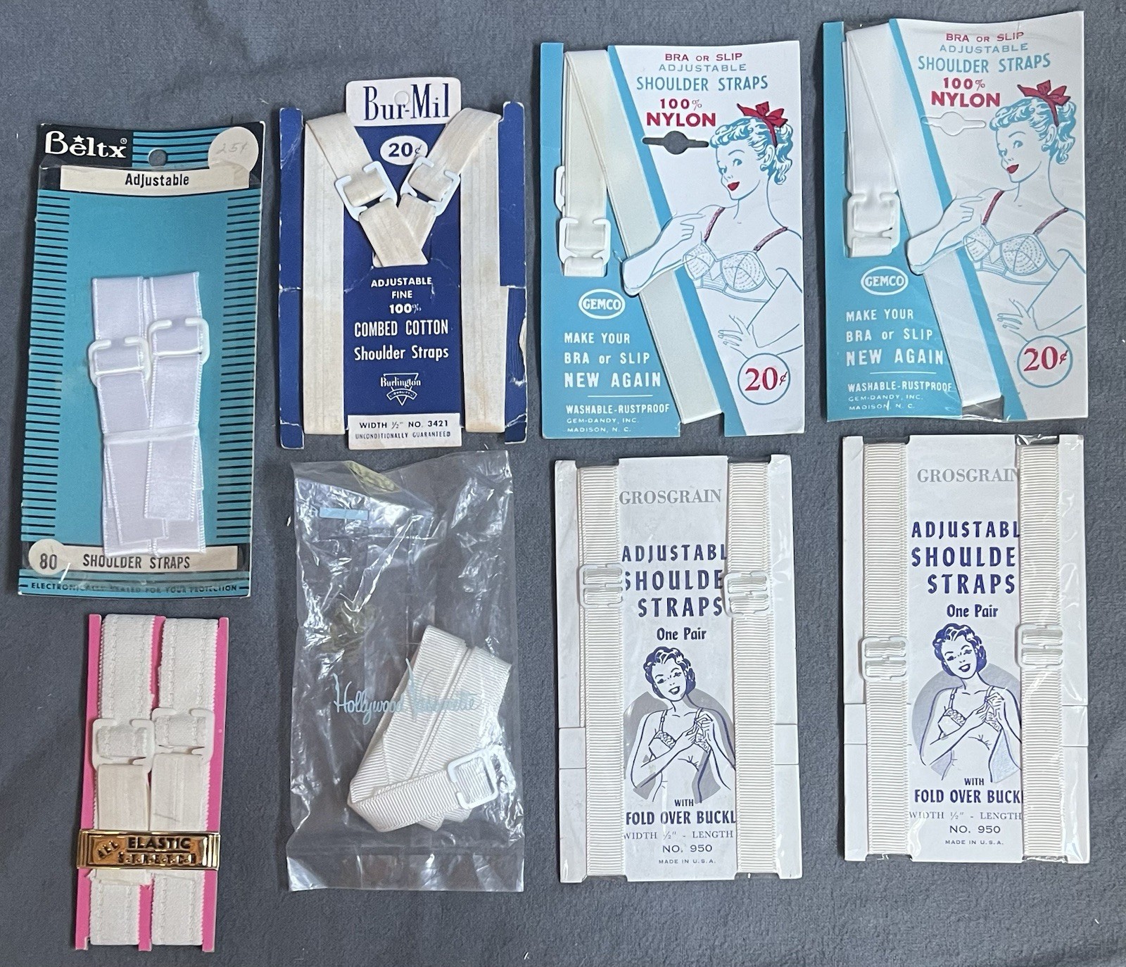 #714 Lot 8 Vintage Old Stock BRA Shoulder Staps NOSTALGIA LINGERIE ACCESSORIES
