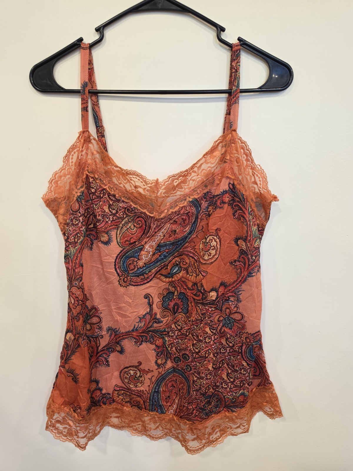Maurices Paisley Lace Trim Cami Tank Top Women’s Size 0 Boho Y2K Fairy Grunge