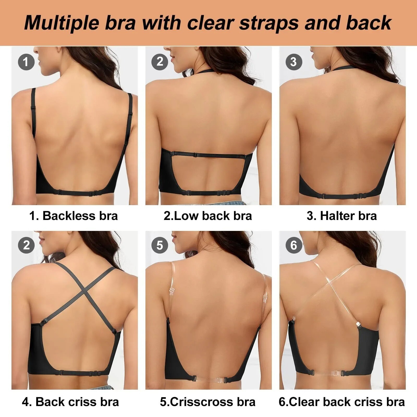 Push Up Bra Backless Women Low Cut Plunge Invisible Seamless Deep U Lingerie Hot