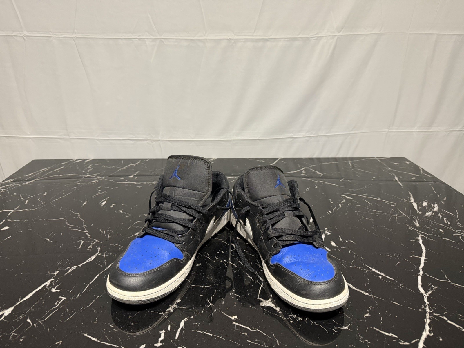 Nike Air Jordan Retro 1 Low Black, White, Royal Blue Toe Size 13 Mens Basketball