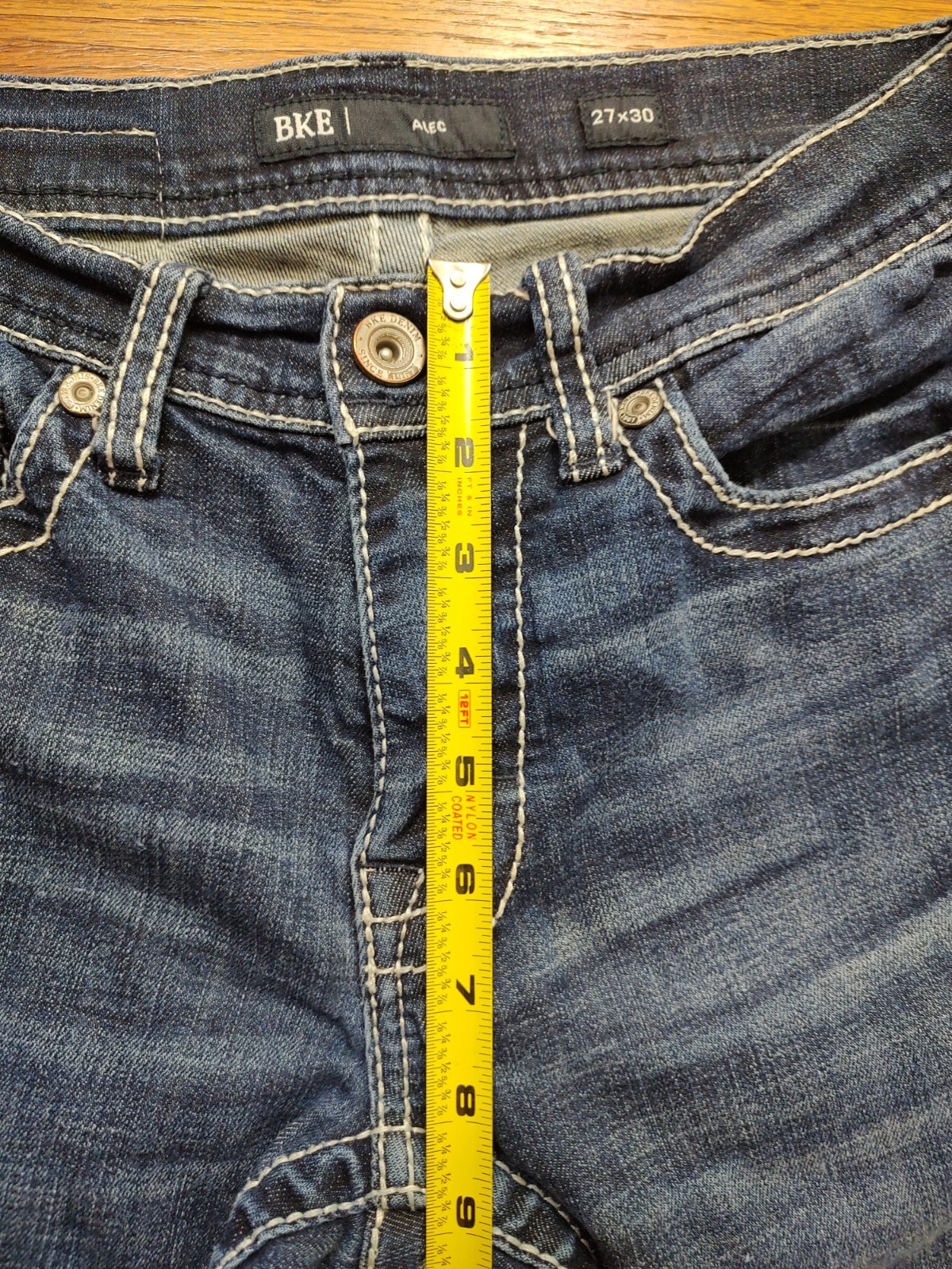 BKE Alec Straight Mens Tag 27×30 Blue Denim Jeans Slim Straight Jeans