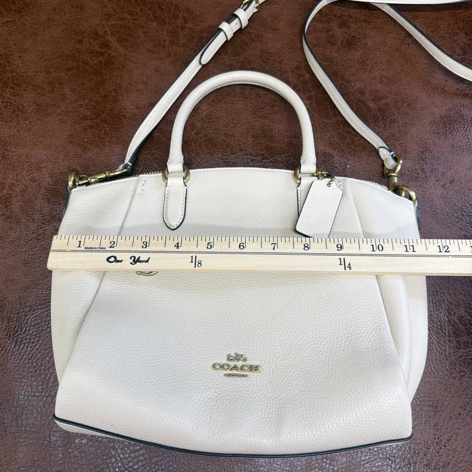 COACH ELISE Ivory Pebbles LEATHER CROSSBODY 79316 SATCHEL CONVERTIBLE