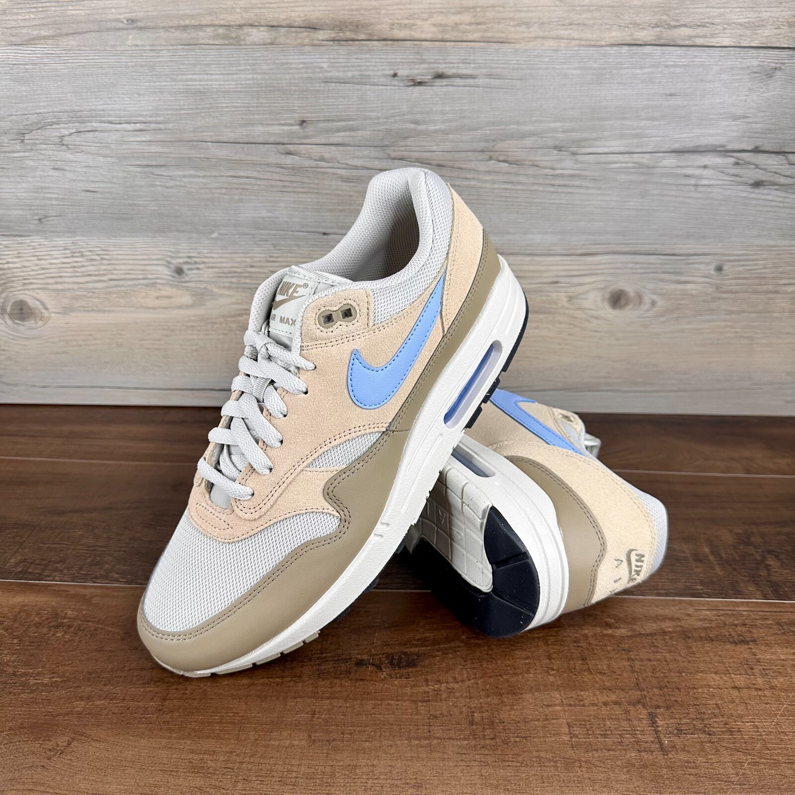 Nike Air Max 1 Mens Size 9 Light Bone Sanddrift Khaki Psychic Blue FZ5808 009