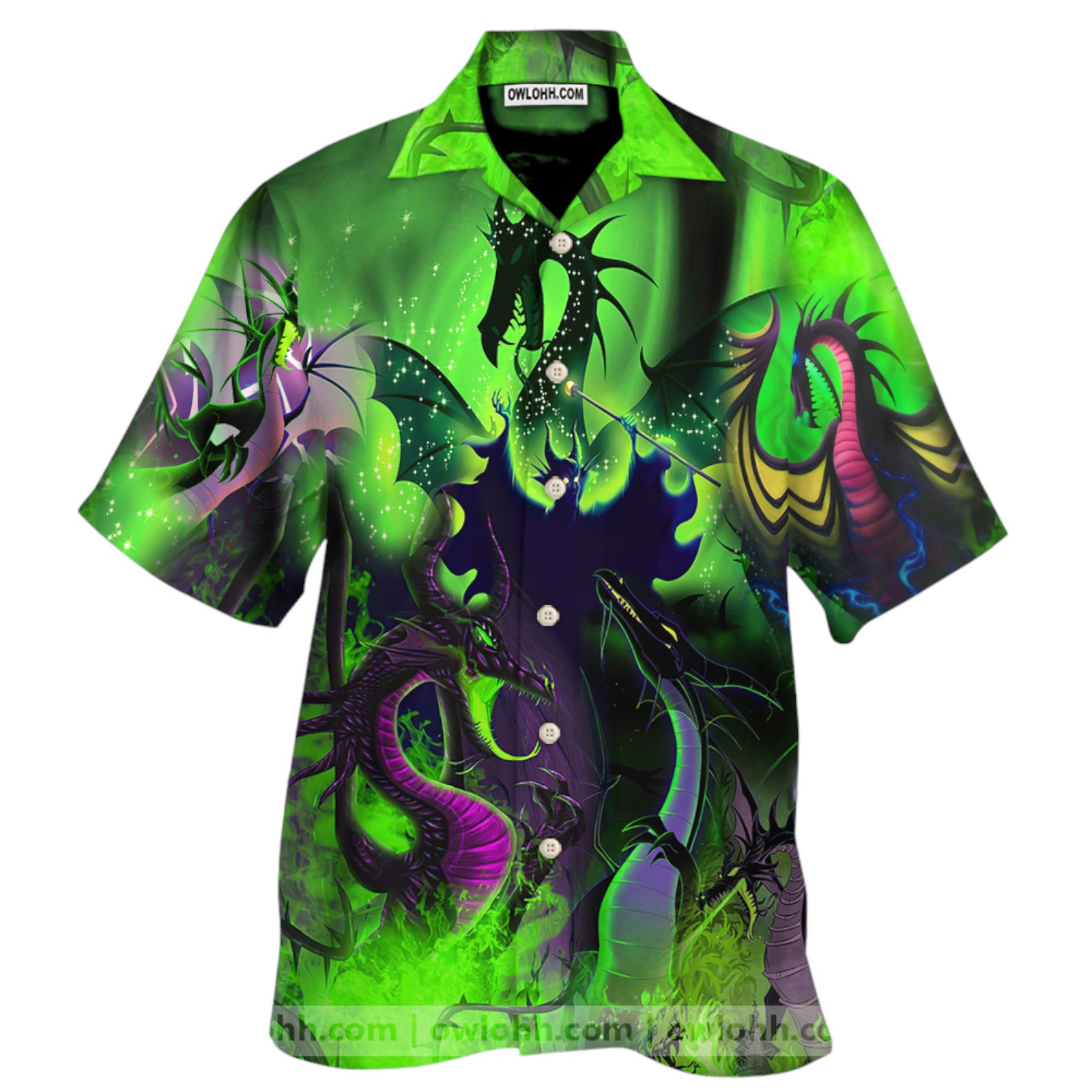 Maleficent Dragon Hawaiian Shirt Aloha Summer Beach Button Down For Men