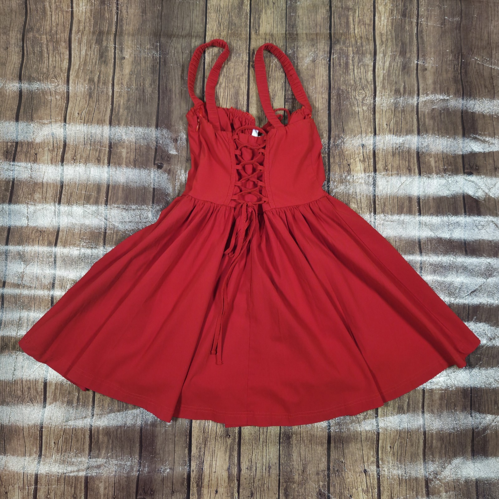 Iris Corset Milkmaid Mini Dress Womens S Red Cottagecore Fairy Romantic