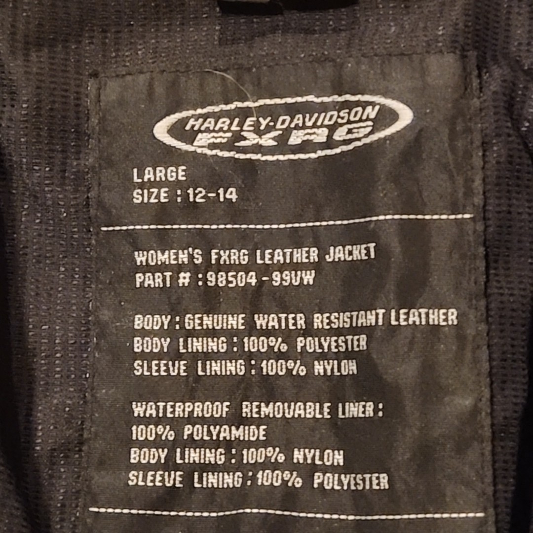HARLEY DAVIDSON VTG 2000s Women’s Lg FXRG Series 1 Black Leather Vented Jacket