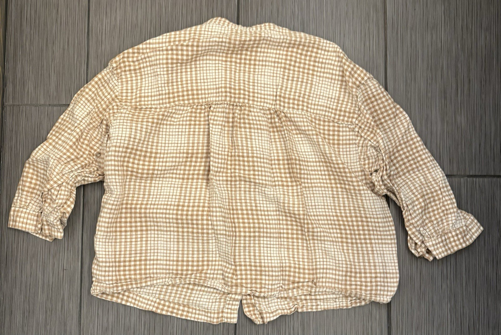 Everlane Linen Iced Coffee Plaid Button Down Short Size Large Boxy
