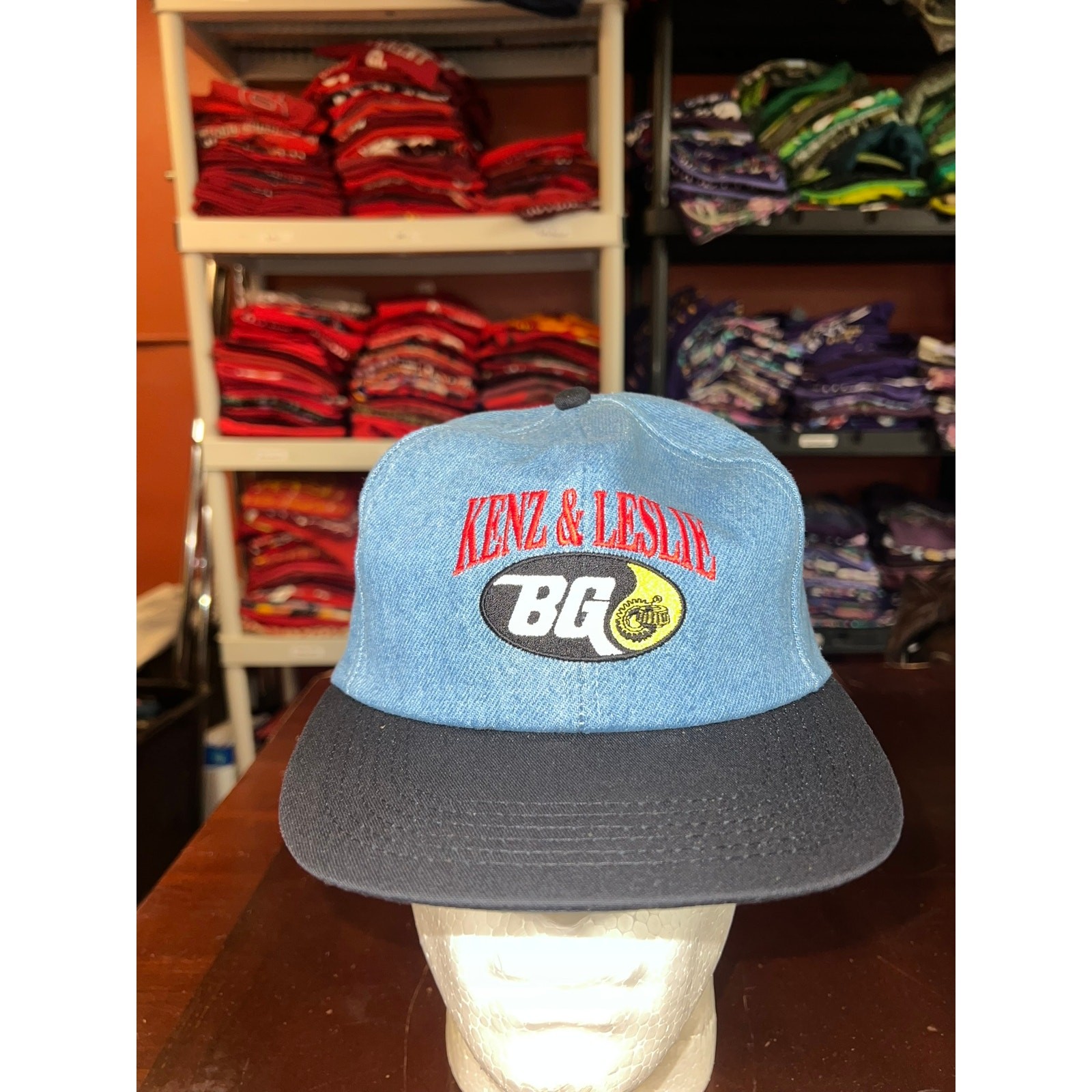 Vintage BG Auto Parts Hat Kenz & Leslie Denim Snapback Headwear Cap VTG