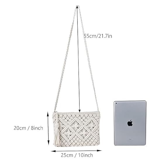 Boho-Chic Cotton Crossbody Tote With Tassels, Eco-Friendly, Stylish Shoulder Bag