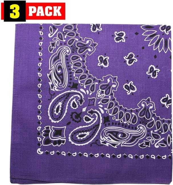 Trainmen Paisley Bandanas Head Scarf Do-rag 100% Cotton Bandanna 22″ x 22″ 3Pack