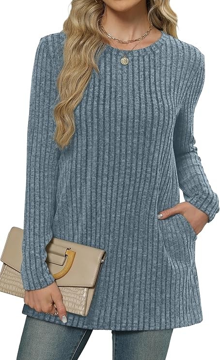 ❤️Xieerduo❤️Size Medium❤️❤️Blue /Gray Knit❤️Soft Fabric❤️Long Sleeve w/Pockets