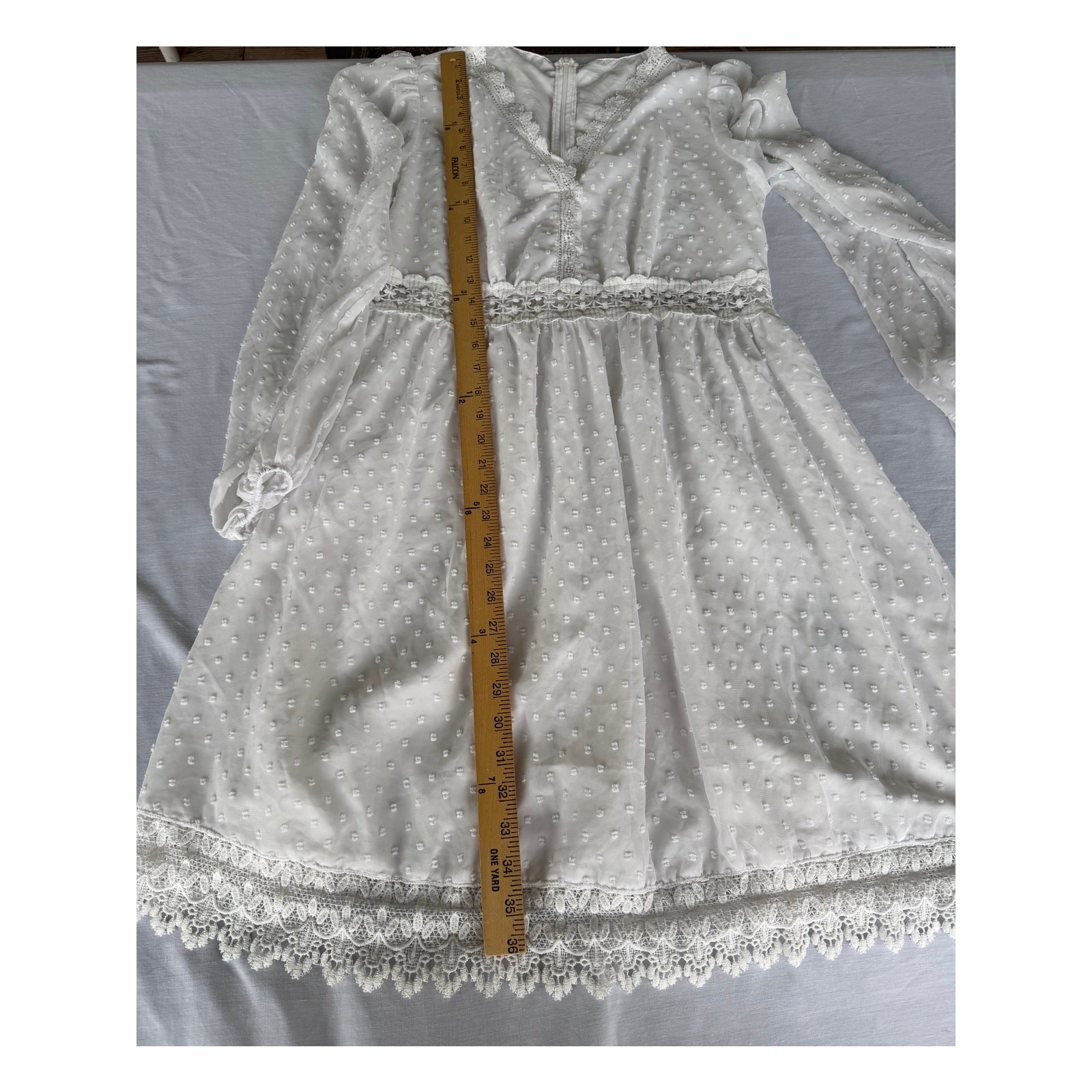 Fariycore Boho Coquette Cottagecore SHEIN White Swiss Dot Lace Mini Dress L