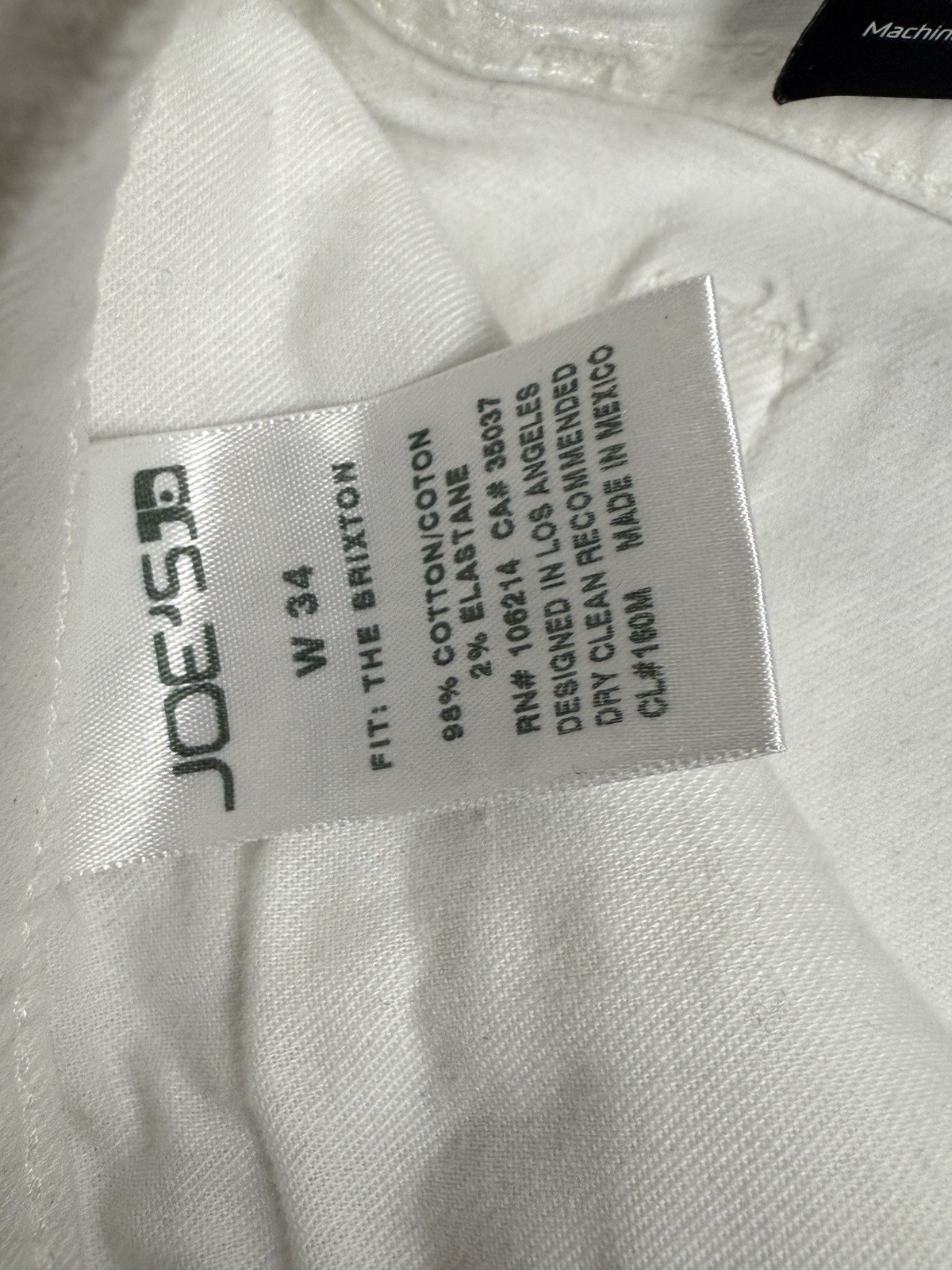 Joe’s The Brixton 98% Cotton Straight & Narrow White Jeans Size 34 #99
