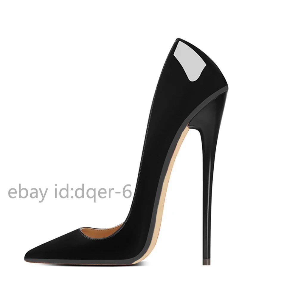 Customize 16CM Extreme High Heels Black Patent Pointed Toe Unisex Design Man