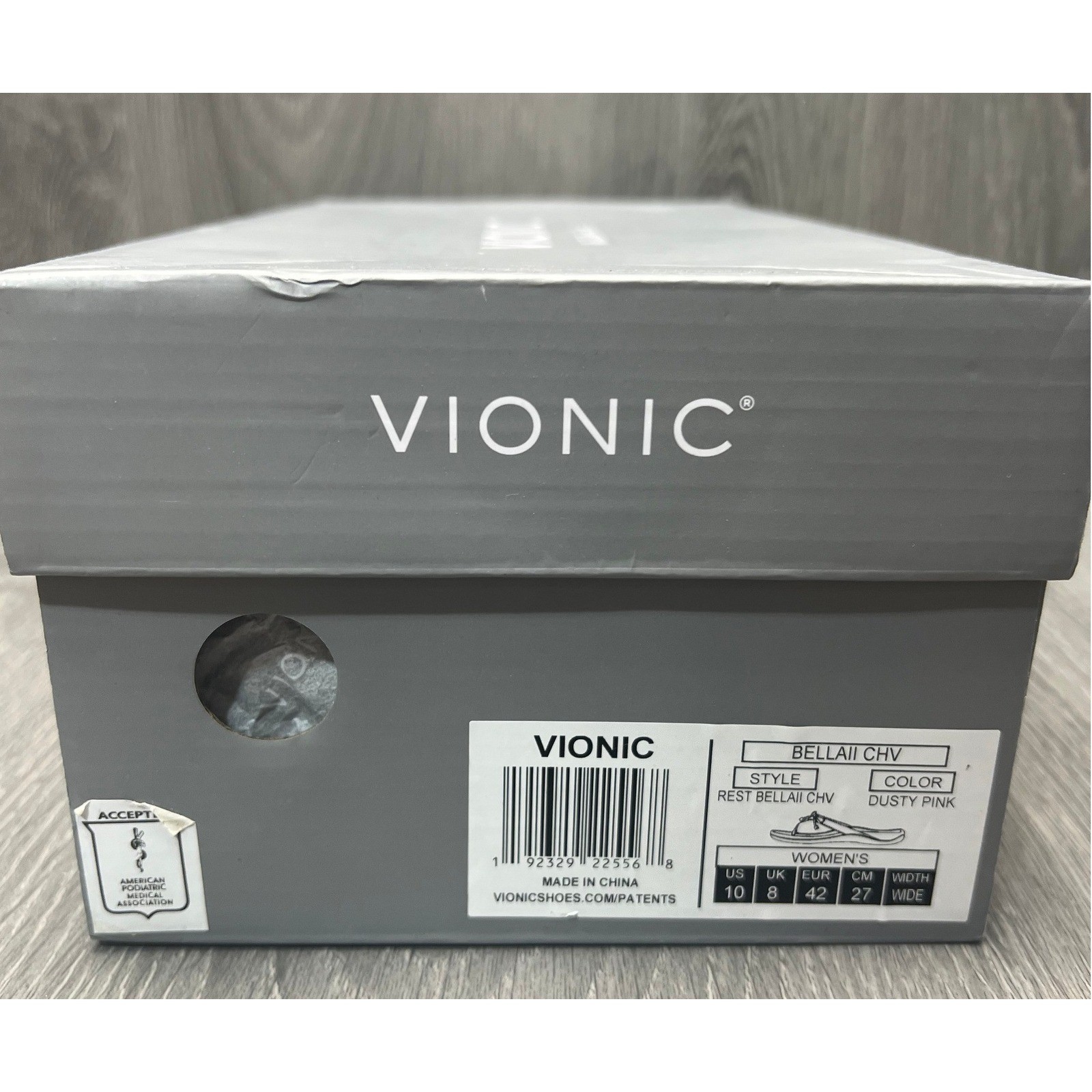 Vionic Bella II Dusty Pink Chevron Orthotic Thong Sandals Womens 10 Wide Bow