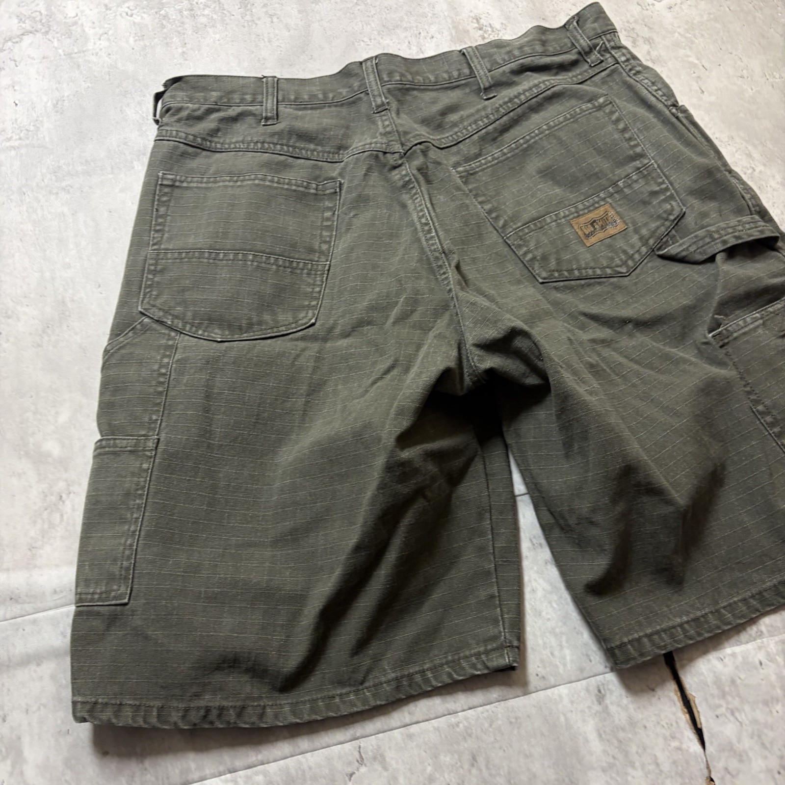 Big Smith Mens Olive Green Ripstop Carpenter Shorts Size 34 Hammer Loop Utility