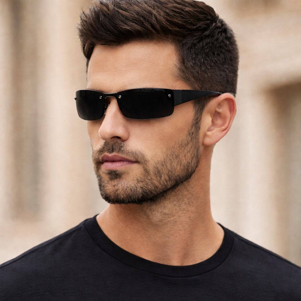 Half Rim Rimless Style Rectangular Sunglasses Unisex Classic Fashion UV 400