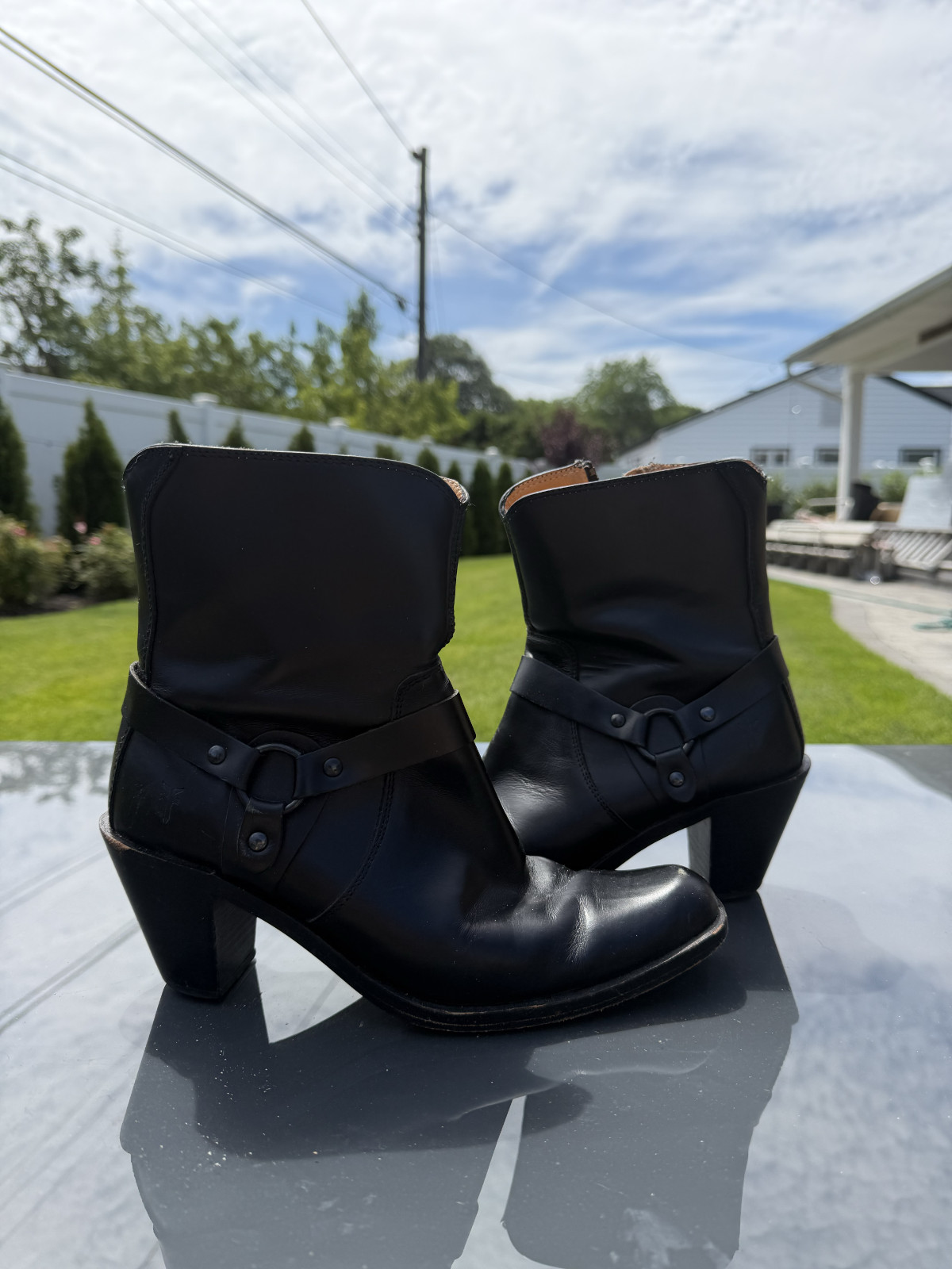 Frye Romy Harness Ring Womens Boots Black Sz 7 B
