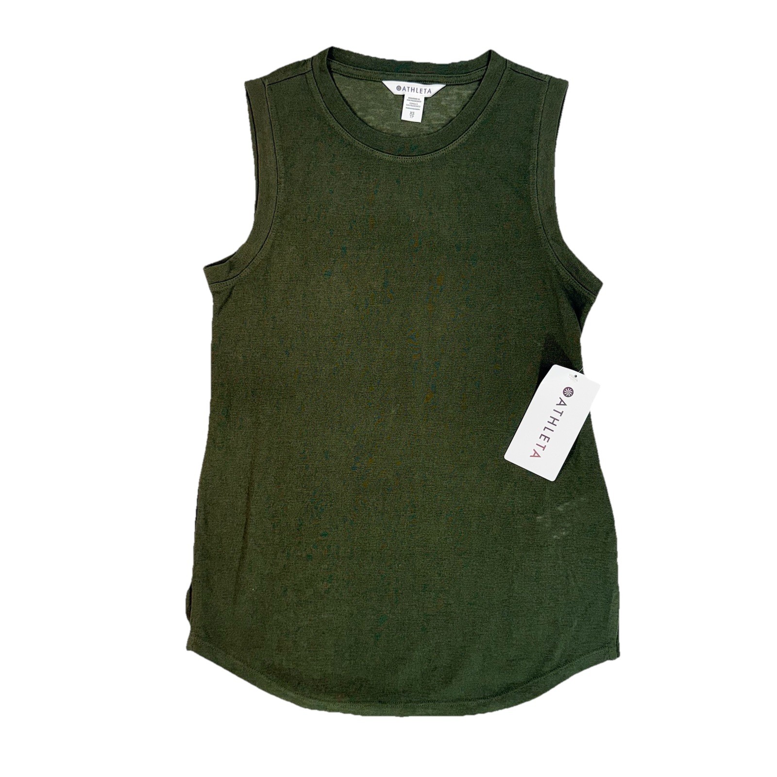 NWT ATHLETA Breezy Tank Top XS Olive Green Sleeveless Modal Blend Breathable