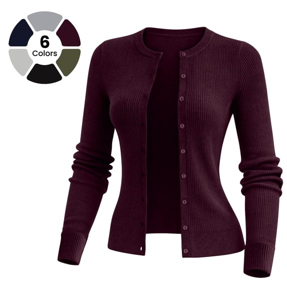 Women’s Ribbed Knit Cardigan Soft Button Down Long Sleeve Lightweight Sweater