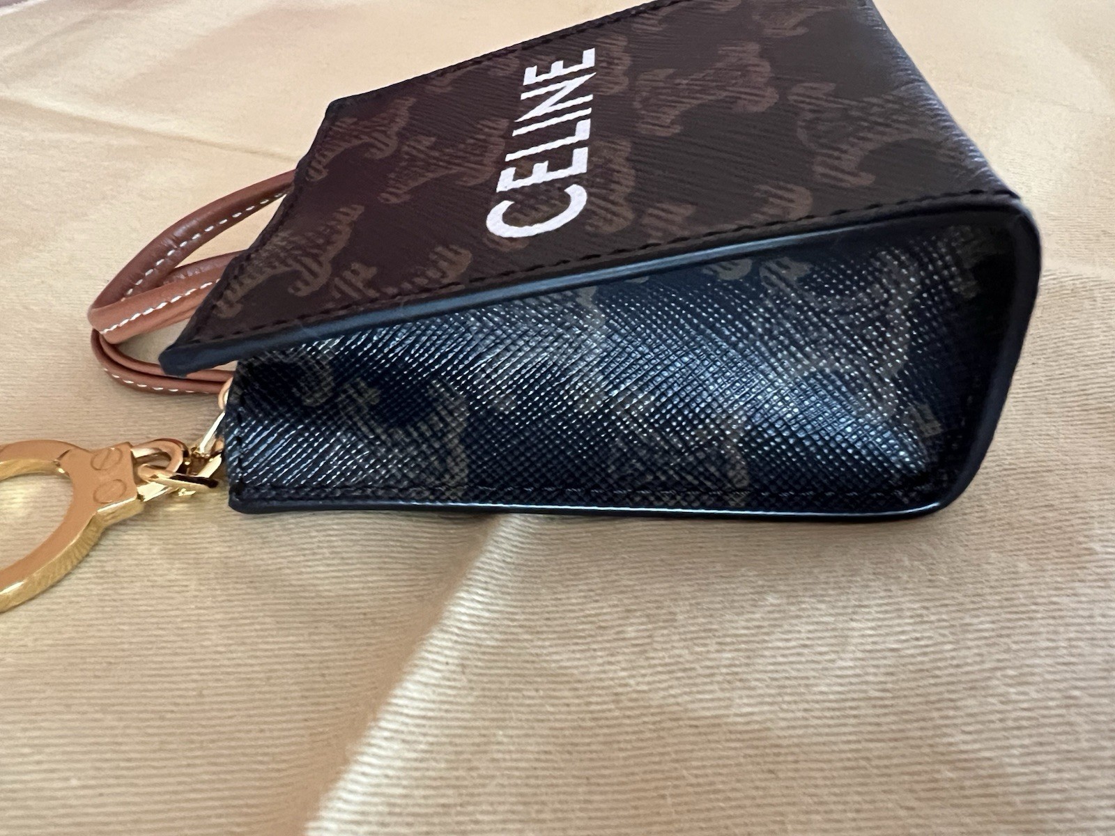 Celine Triomphe Micro Vertical Cabas Bag Charm Keychain Preloved