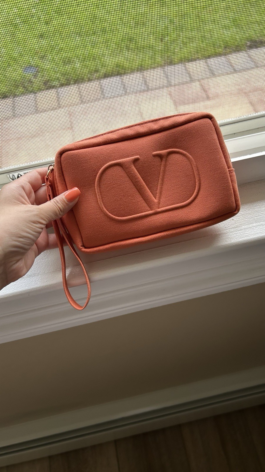 Valentino Embossed Logo Wristlet