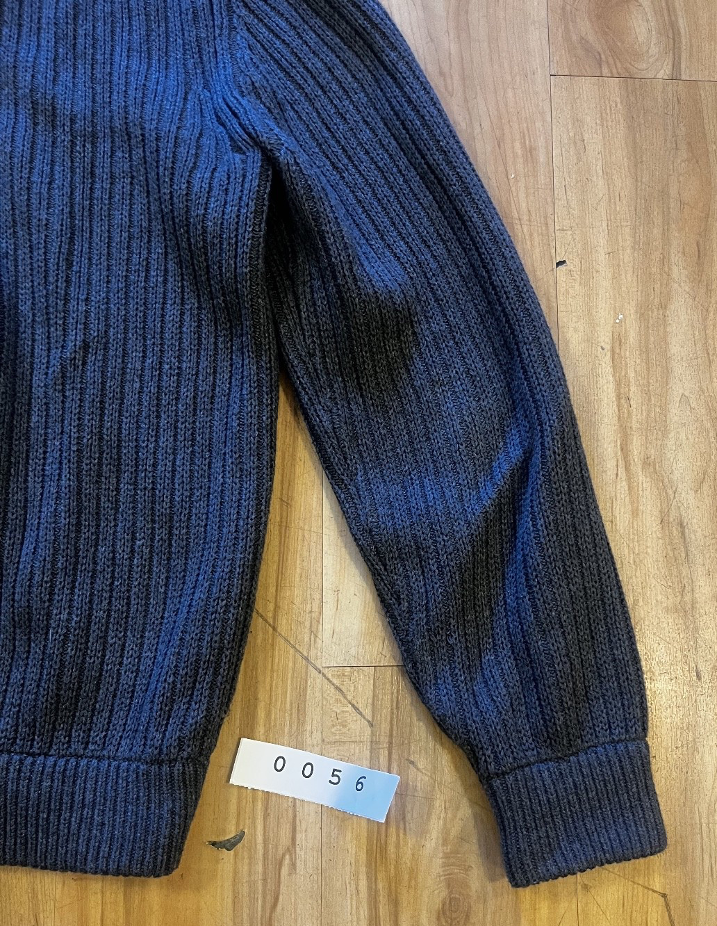 Duluth Trading Co Sweater Men L Blue Wool Blend Brigadier Shawl Collar Fisherman