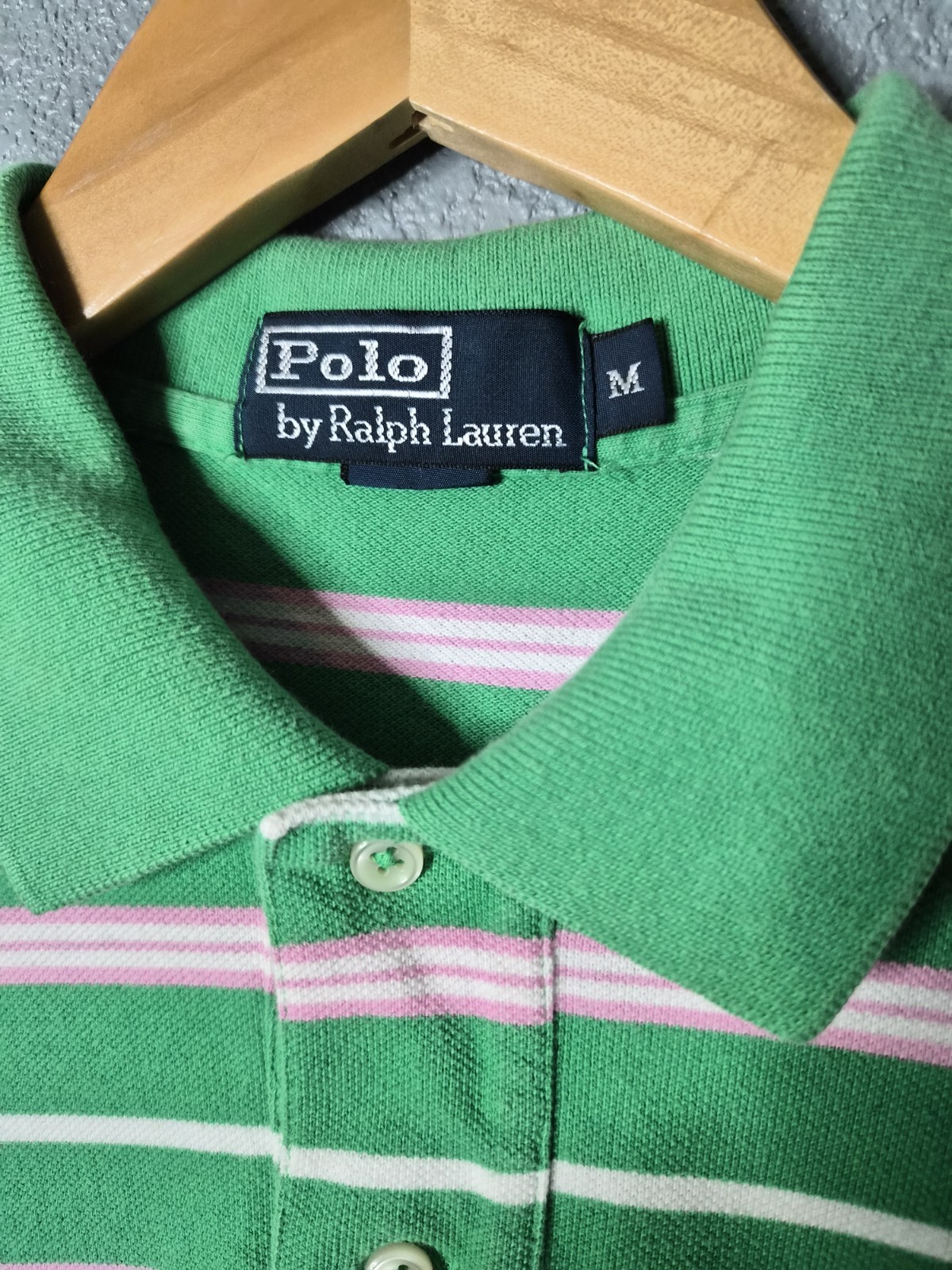 vintage 1990s Polo By Ralph Lauren shirt Stripes Green Pink White Size Medium