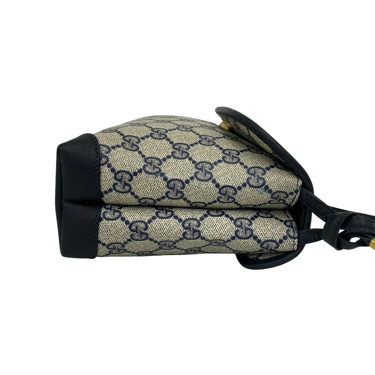GUCCI Vintage Old Gucci GG Logo Pattern Leather Mini Shoulder Bag Pochette Navy