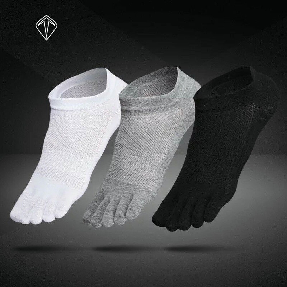 6Pair Men Low Cut Five Finger Toe Casual Breathe Sport Combed Cotton Ankle Socks