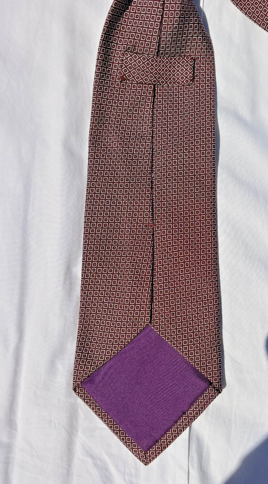 Ralph Lauren Purple Label Long Silk Tie – Violet Squares – England – $235.00