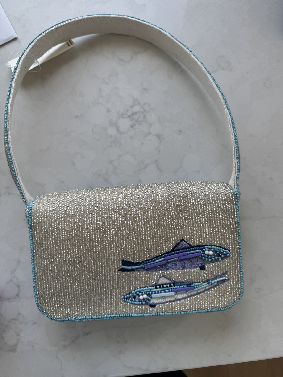 Fiona Beaded Bag FOOD & DRINK Edition Anthropologie Sardines Fish New