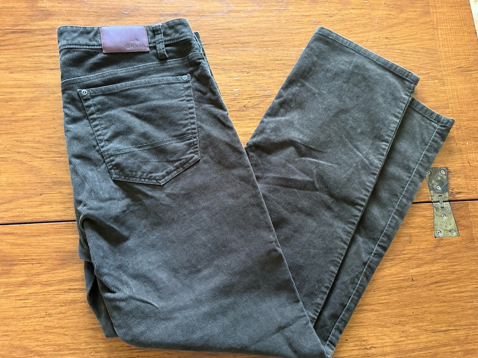 Men’s Orvis 5 Pocket Corduroy Pants 38×32 Dark Brown Cotton Poly Spandex Blend