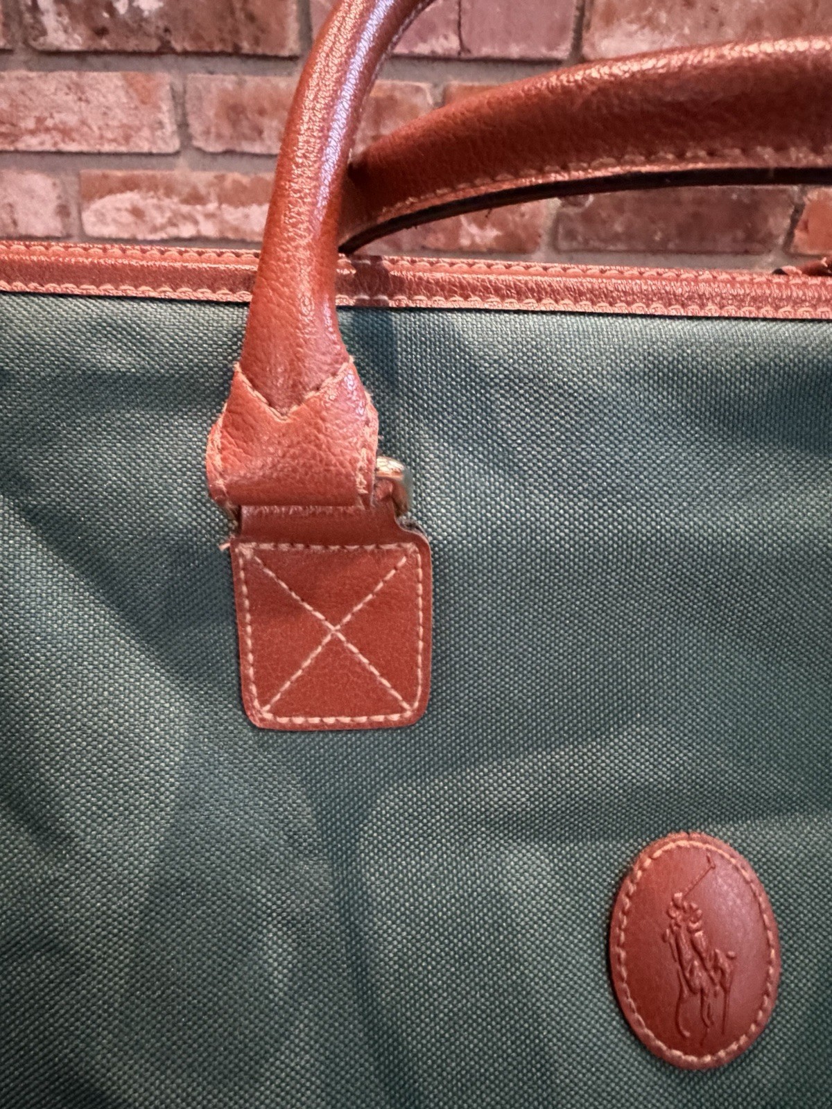 Vintage Ralph Lauren Weekender Duffle Bag 80’s-90’s Green Canvas Travel Tote