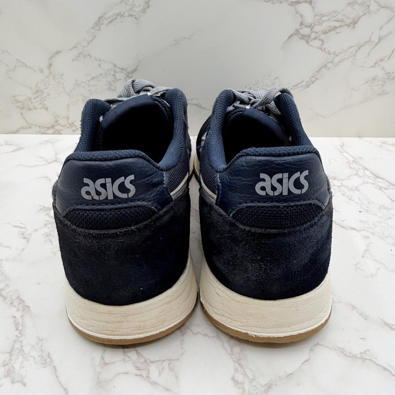 ASICS Lyte Classic Mens Navy Blue Grey Suede Mesh Sneakers 1201A477 Size 9.5