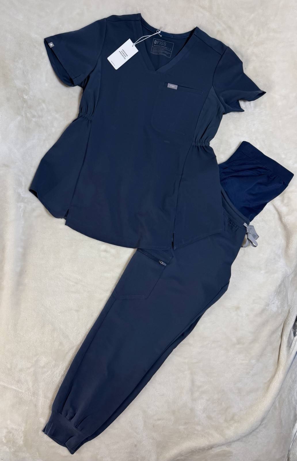 Figs Octavia Womens Maternity Scrub Set Navy Blue Jogger SP Pants V Neck SM Top