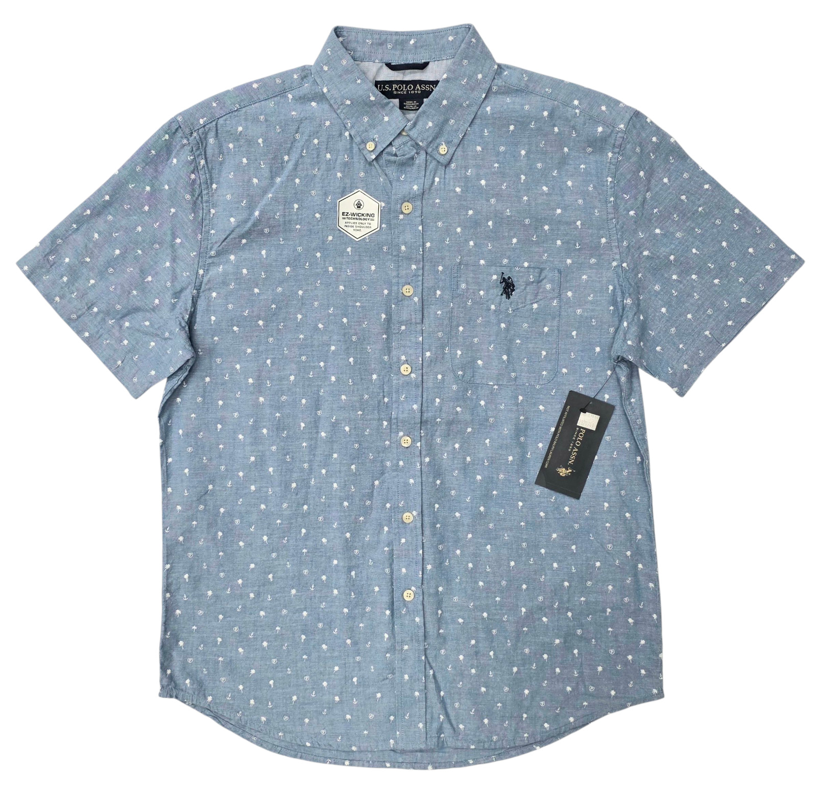 U.S. Polo Assn. #11860 NEW Men’s 100% Cotton Short Sleeve Button Up Woven Shirt