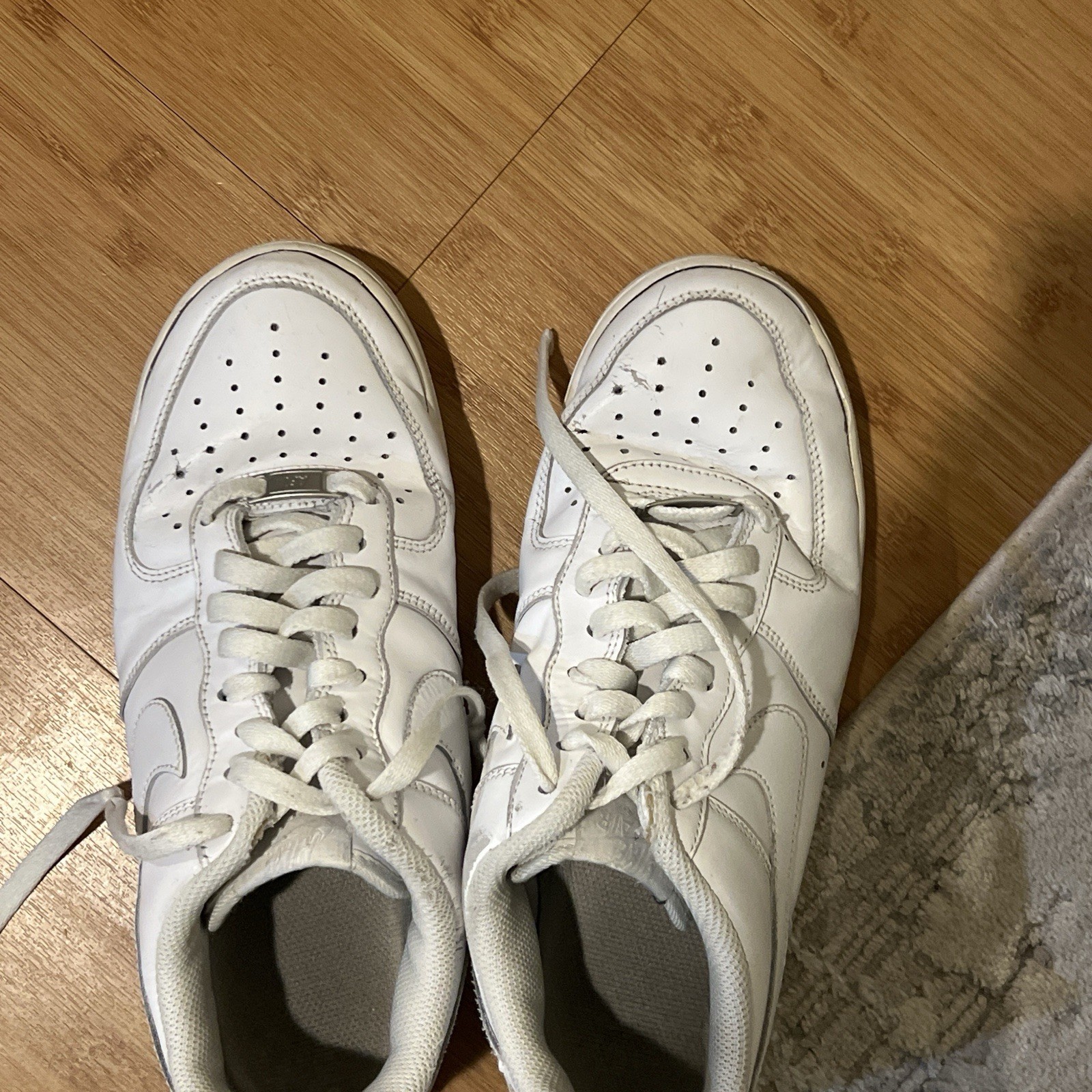 Nike Air Force 1 Low White Leather Lace Up Men’s Athletic Shoes