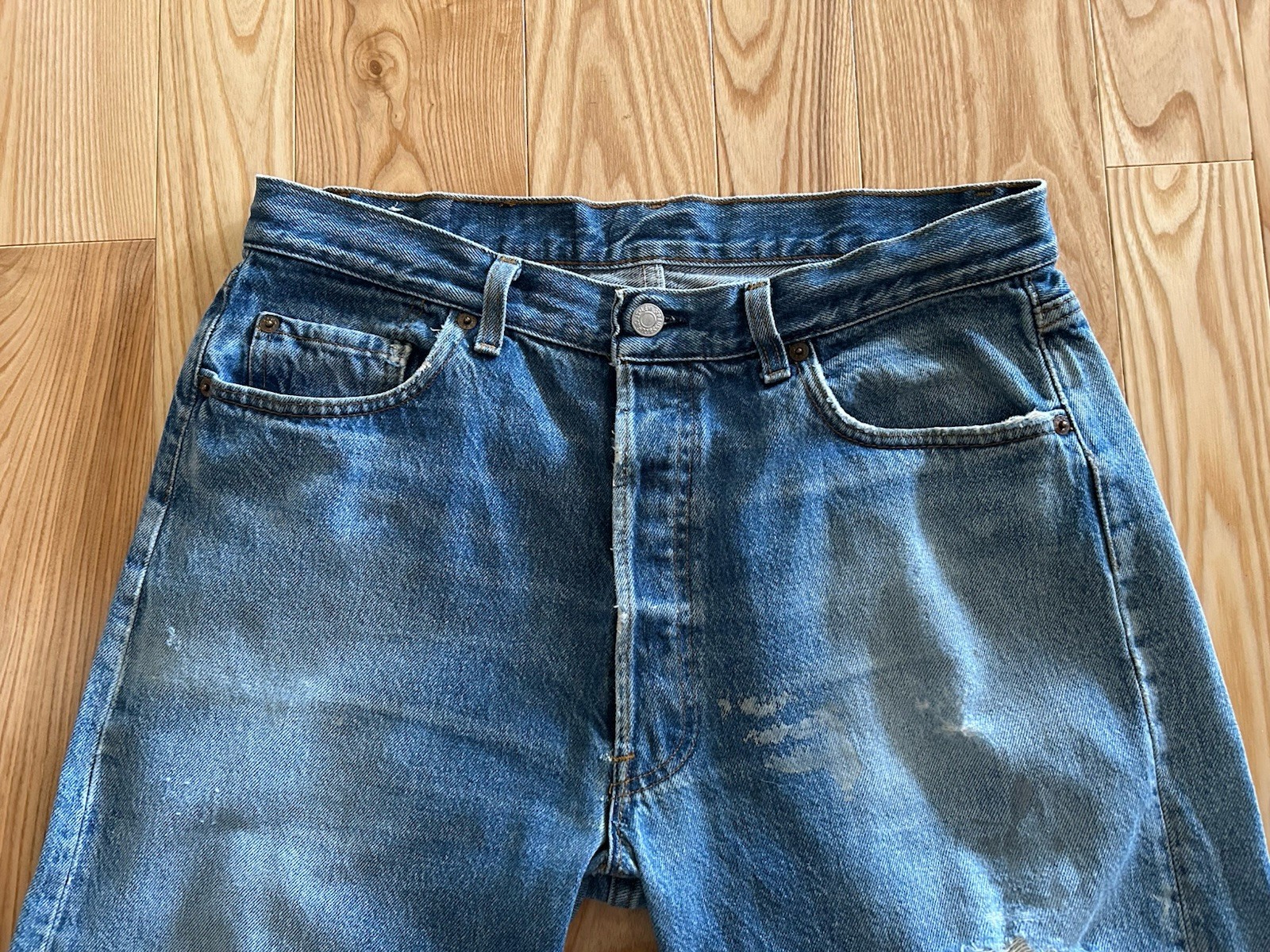 Vintage 80s Levi’s Denim Jeans 501 0118 36×32 (34×31) Made in USA Distressed