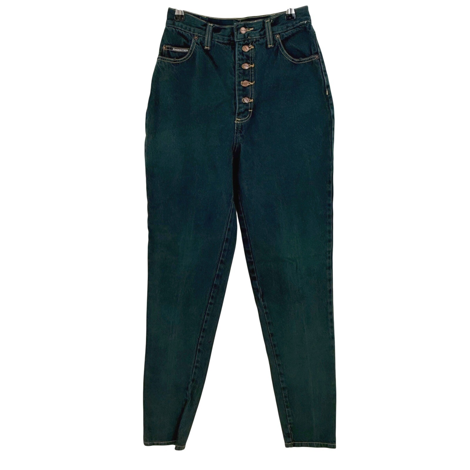 VTG 90s Radiation High Waisted Button Fly Jeans BAREBACK WESTERN JADE WOMEN 26
