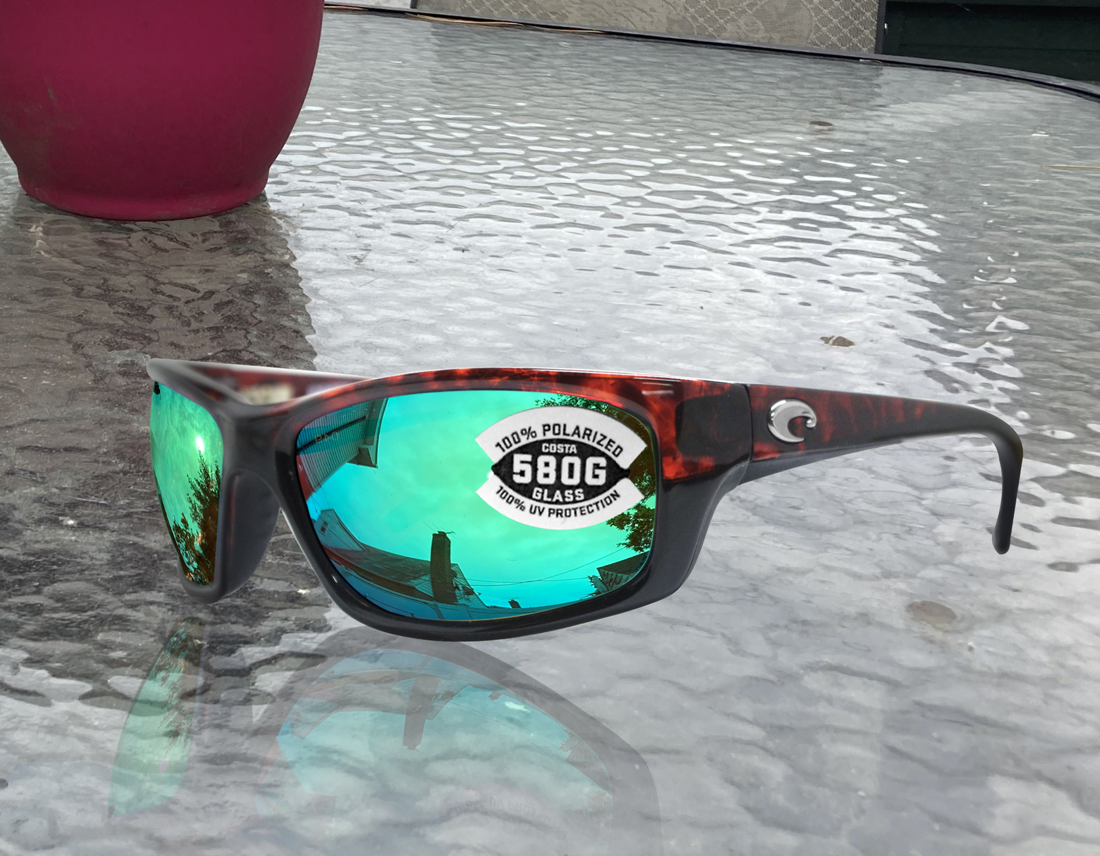Costa Del Mar Jose Tortoise Frame Green Mirror 580 Glass Polarized Lens