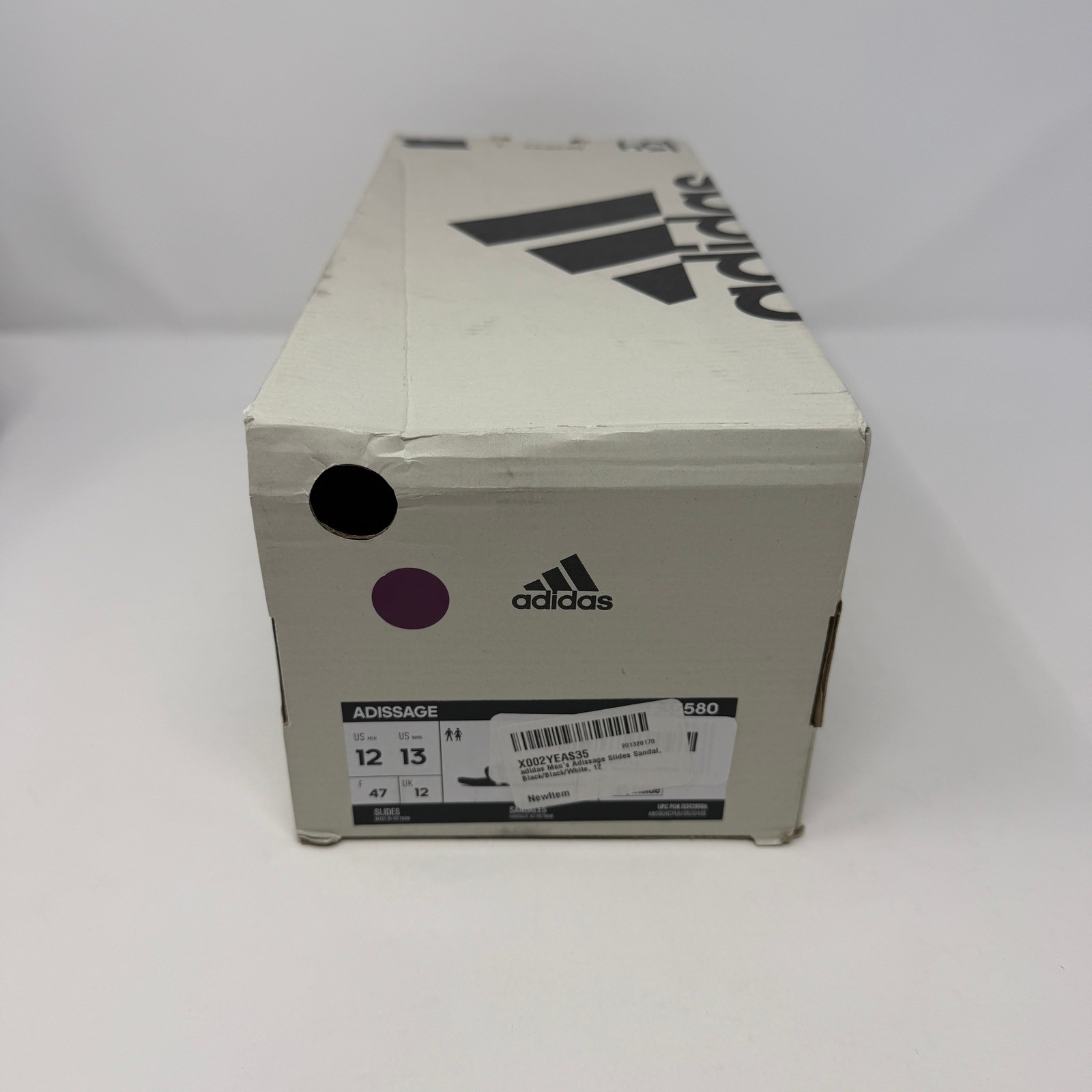 Adidas Adissage Slides Men’s Size 12 Black White Massage Pins NWB