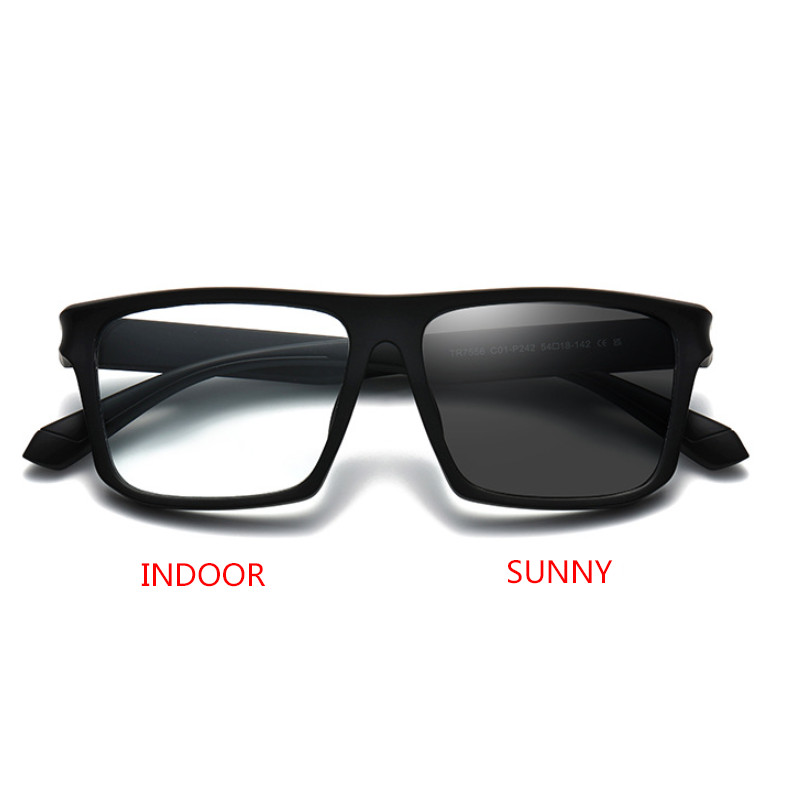 Men TR90 Progressive Multifocus Photochromic Reading Glasses Square Sunglasses